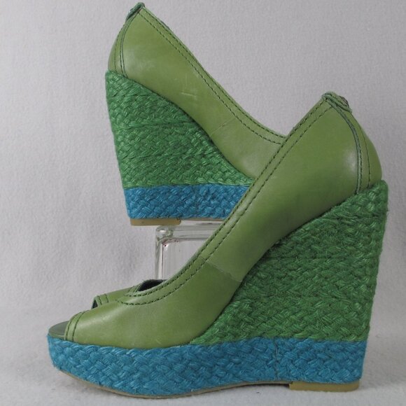 Calvin Klein Jeans Shoes - Calvin Klein Jeans “Hallen” Espadrille Wedge Heels – Green/Blue – Women’s Size 8